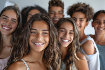 Obraz premium Young Girl with Braces Smiling