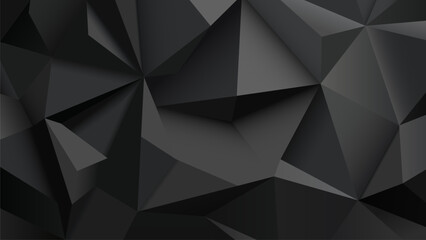 Obraz premium Black grey abstract vector background. Geometric monochrome mosaic composed of triangles. Dark polygons wallpaper. Gradient. Shadow