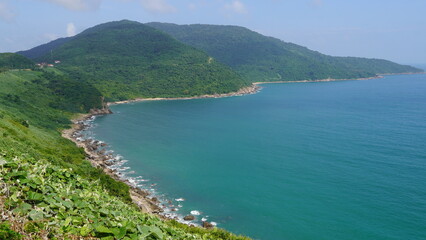 view of the sea and mountains da nang Vietnam 