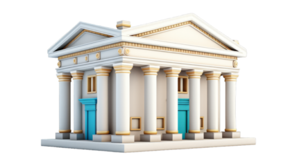 Bank isolated on transparent png background. Generative ai