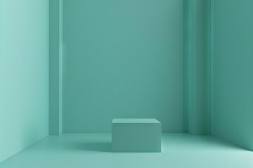 minimalistic isometric perspective of a blank room with a box creating a sense of depth and space 3d rendering