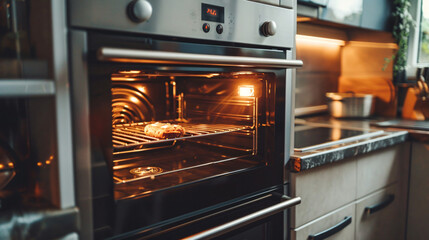 Modern built-in oven in kitchen