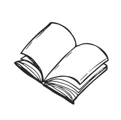 open book on white background, line drawing style, vector design