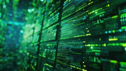 Showcase the speed and efficiency of data transfer protocols, as files zip across the screen against the vibrant green interface.