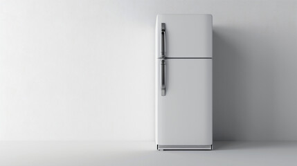 Modern fridge on white background
