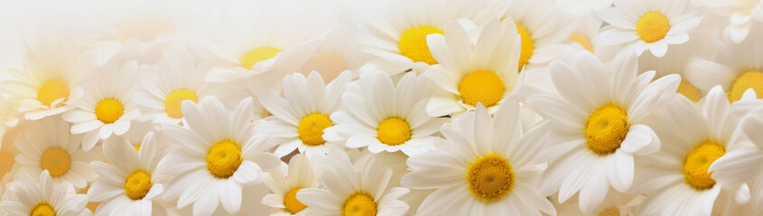 illustration of a lot of daisy flowers, white yellow background