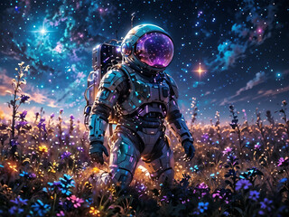 Astronaut in space sci-fi stars