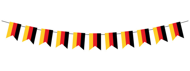 bunting garland, german flag pennants, germany patriotic banner, vector decorative element, wimpelkette deutschland