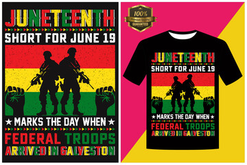Obraz premium 19. JUNETEENTH SHORT FOR JUNE 19 MARKS THE DAY WHEN FEDERAL TROOPS ARRIVED IN GALVESTON