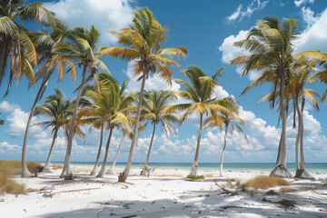 Fototapeta premium palm trees in summer on a beach in Mexico