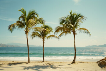 palm trees in summer on a beach in Mexico