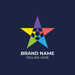 Obraz premium color full Star logo, Abstract geometric symbol—rainbow vector logotype design element on Blue background.