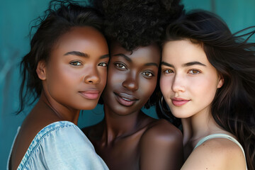 Portrait of three beautiful multiracial women.