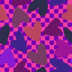 Valentines hearts seamless retro pattern for wrapping paper and fabrics and kids print and festive party accessories