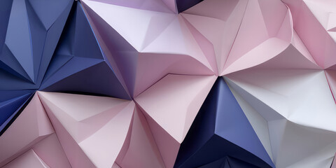 Obraz premium Abstract 3D background with geometric polygonal pattern. modern architectural surface of folded paper or plastic shapes in pink and blue for contemporary design, wallpaper, creative presentation