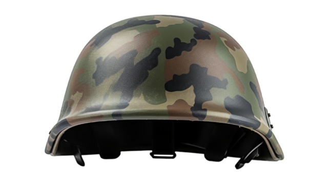 Military Helmet isolated on transparent png background. Generative ai
