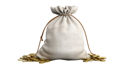 Money Bag isolated on transparent png background. Generative ai