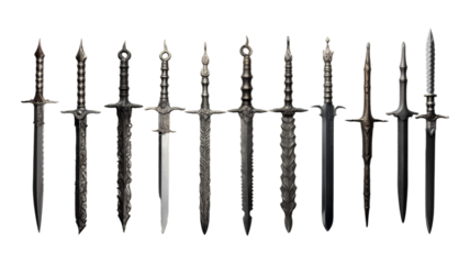 Ninja Weapons isolated on transparent png background. Generative ai