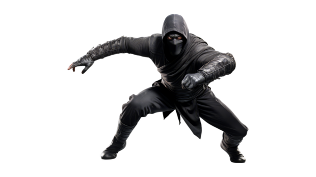 Ninja In Action isolated on transparent png background. Generative ai - Powered by Adobe