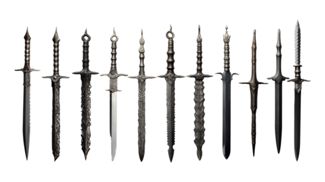 Ninja Weapons isolated on transparent png background. Generative ai