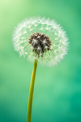 close up texture blossoming dandelion on green background
