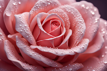 close up texture pink rose with drops of water background