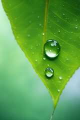 green leaf macro with water drop