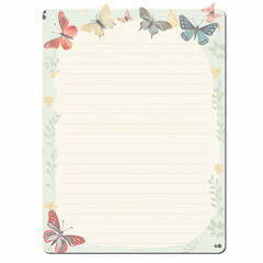  Pastel Butterfly Border Notepad Design
