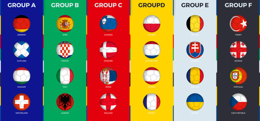 Football tournament flag set, flags in the style of a soccer ball.