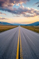 empty road with mountains in the background  Generative AI