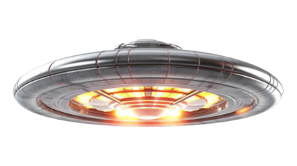 UFO isolated on transparent png background. Generative ai