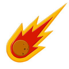 Meteor with trail of fire. Celestial object. Flying in sky. Cartoon flat illustration. Comet with tail. Dangerous space object. Big asteroid. Stars and astronomy © Gandong