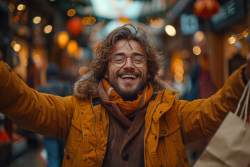 Obraz premium An elated shopper receiving exclusive access to pre-sale events and VIP perks, feeling privileged and valued by the online retailer. Concept of VIP online privileges. Generative Ai.