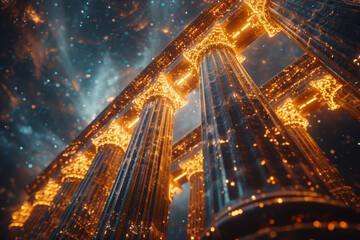 Obraz premium A disruptive technology challenging the dominance of centralized financial institutions, ushering in a new era of financial sovereignty. Concept of financial decentralization. Generative Ai.