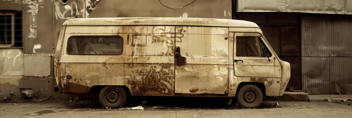 Vintage abandoned van