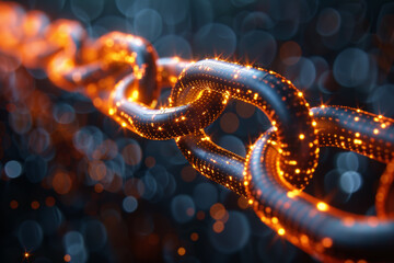 A disruptive force driving technological advancements in areas like digital identity, supply chain management, and smart contracts. Concept of blockchain innovation. Generative Ai.