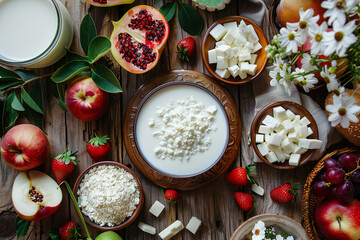 Wooden Table With Bowls of Food