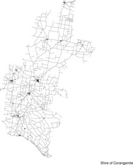 Street map of Shire of Corangamite in Australia in black and white with title