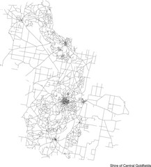 Street map of Shire of Central Goldfields in Australia in black and white with title