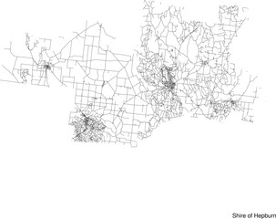 Street map of Shire of Hepburn in Australia in black and white with title