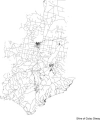 Street map of Shire of Colac Otway in Australia in black and white with title