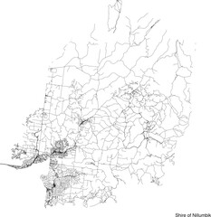 Obraz premium Street map of Shire of Nillumbik in Australia in black and white with title