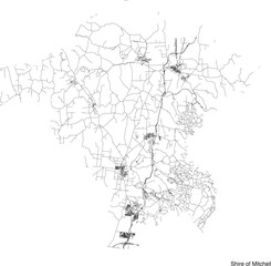 Street map of Shire of Mitchell in Australia in black and white with title