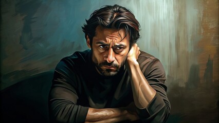 Fototapeta premium Portrait of a man experiencing depression 