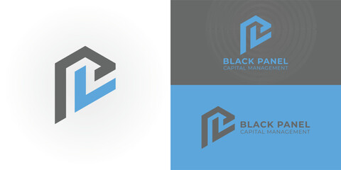Abstract initial hexagon letter BP or PB logo in blue-black color isolated on multiple background colors. The logo is suitable for capital management company icon logo design inspiration templates.