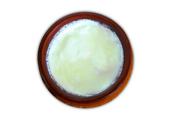 traditional indian yogurt dahi or curd,sour cream in pot,for make indian recipe sweet shrikhand,lassi,raita,curry,dahi vada,kadhi,biryani,puri chat,cutout in transparent background,png format    