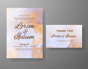 Wedding invitation with abstract watercolor background