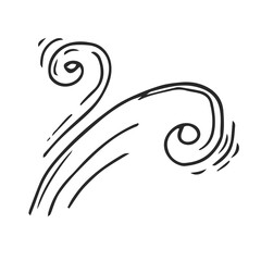 hand drawn wind doodle blow, gust design isolated on white background