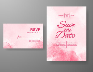 Wedding invitation with abstract watercolor background