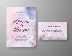 Wedding invitation with abstract watercolor background